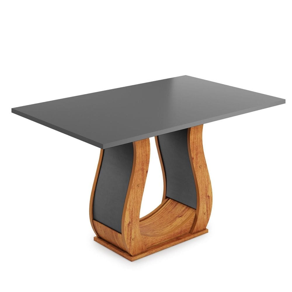 Mesa de Jantar 4 Lugares Retangular Tampo de Vidro e MDP Inovare Mel/Grafite