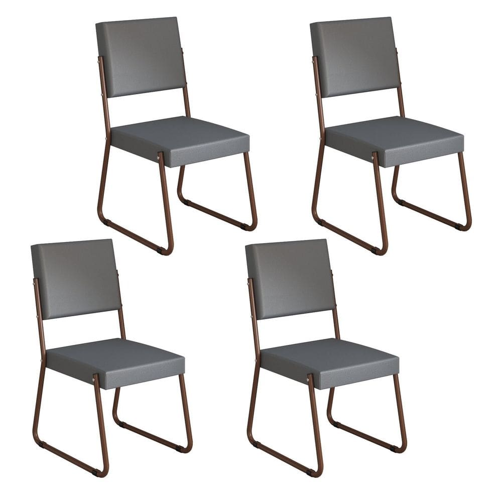 Kit 4 Cadeiras para Sala de Jantar Napoli Grafite / Marrom