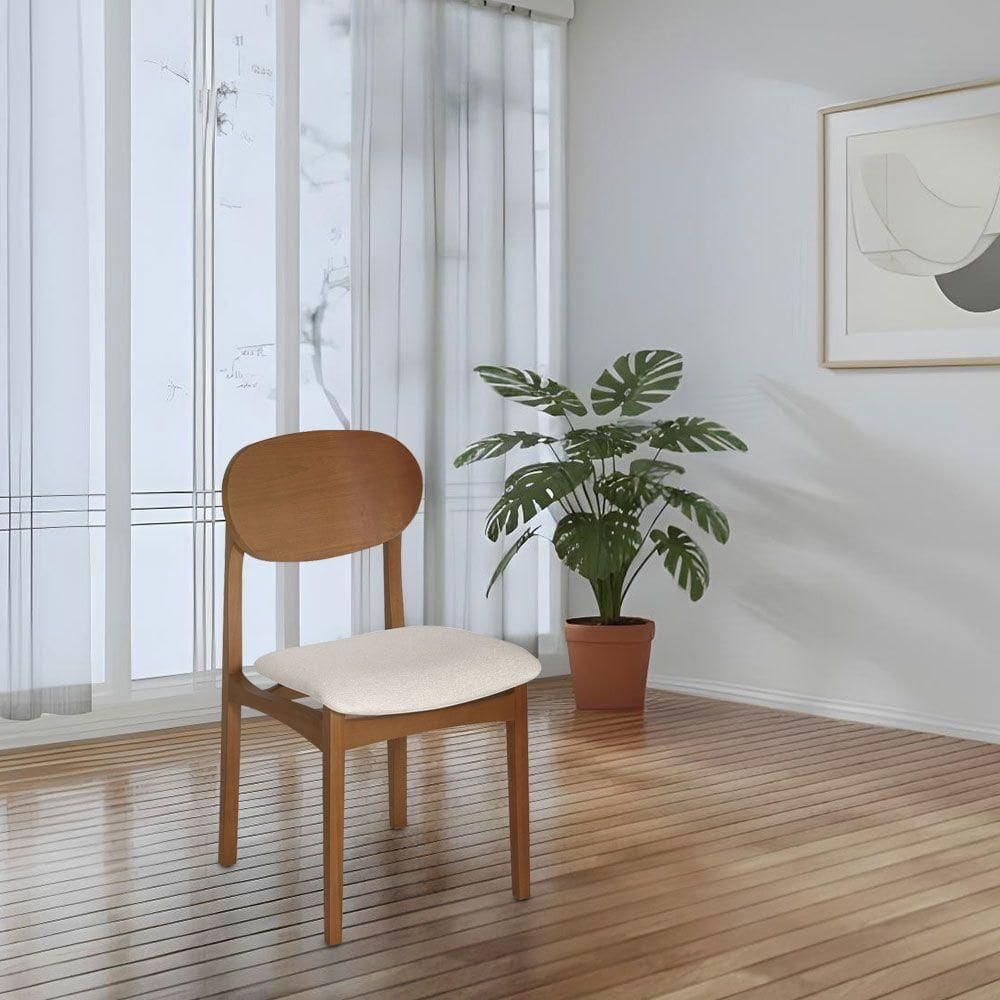 Cadeira De Jantar Samba Design Clássico Jequitibá Nozes Linho Bege