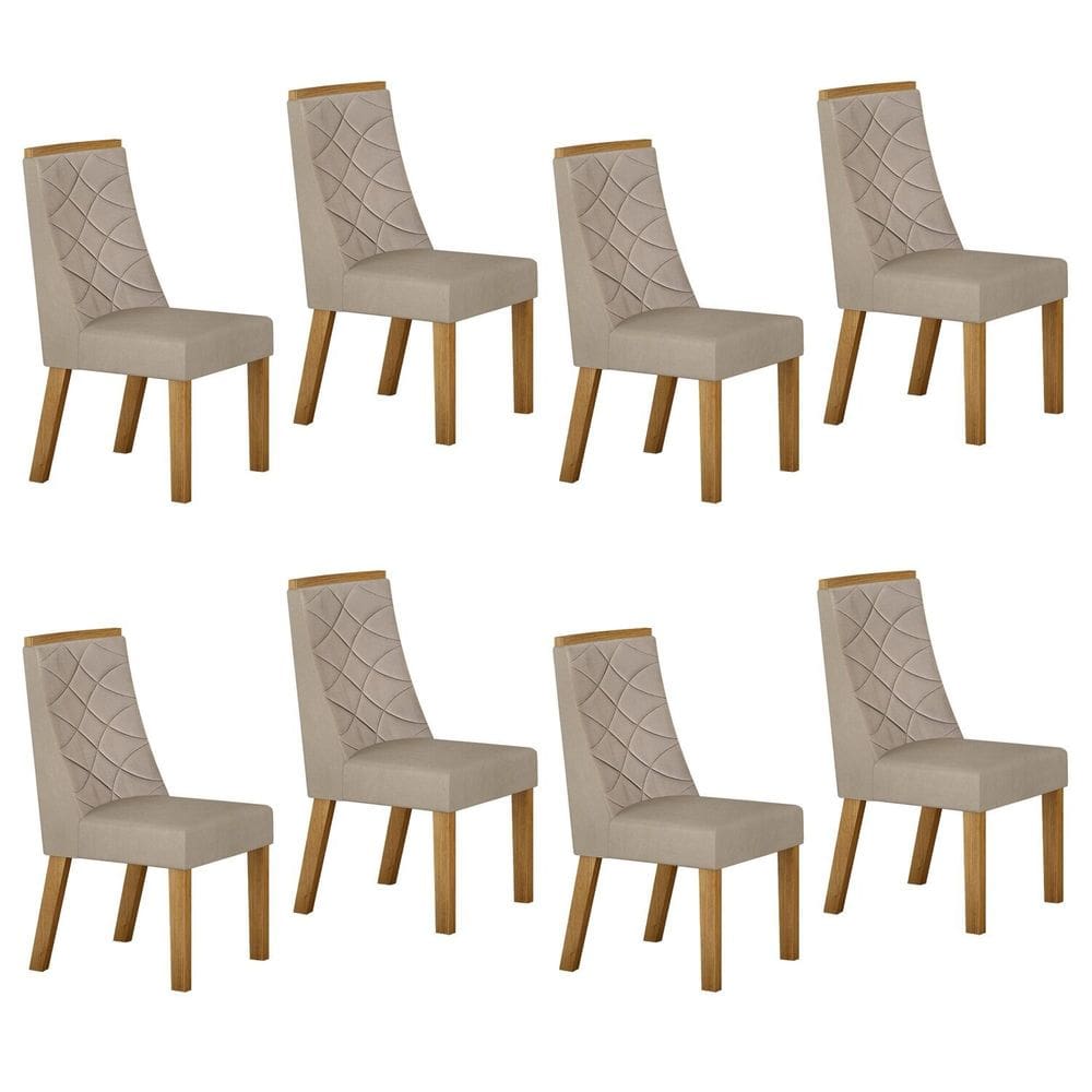 Conjunto 8 Cadeiras para Sala de Jantar Aurora Bege