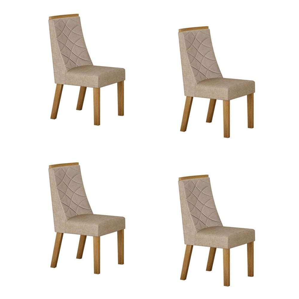 Conjunto 4 Cadeiras para Sala de Jantar Aurora Bege