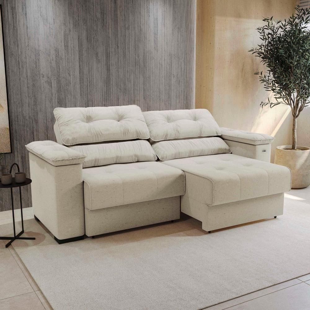 Sofá Cama Kappesberg Stelo Linho Caqui 230cm