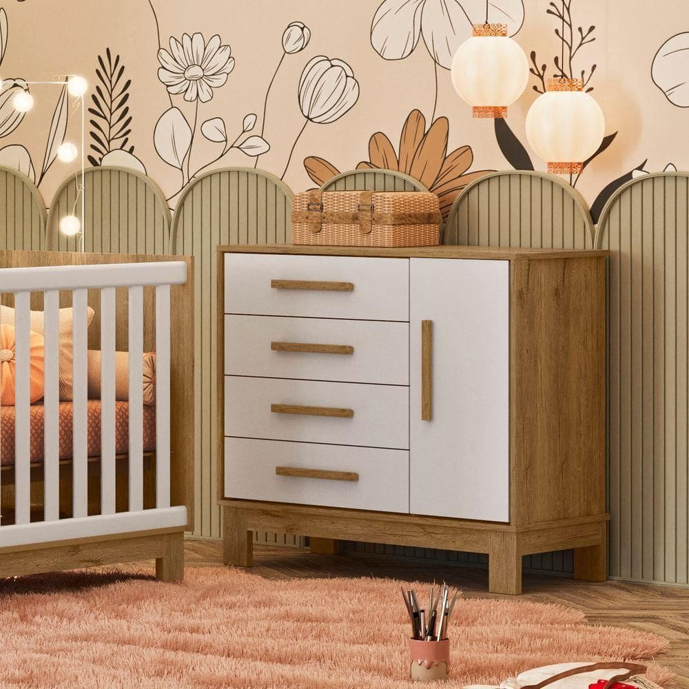 Cômoda Organizadora Infantil Com 4 Gavetas E Sapateira Slim Freijo