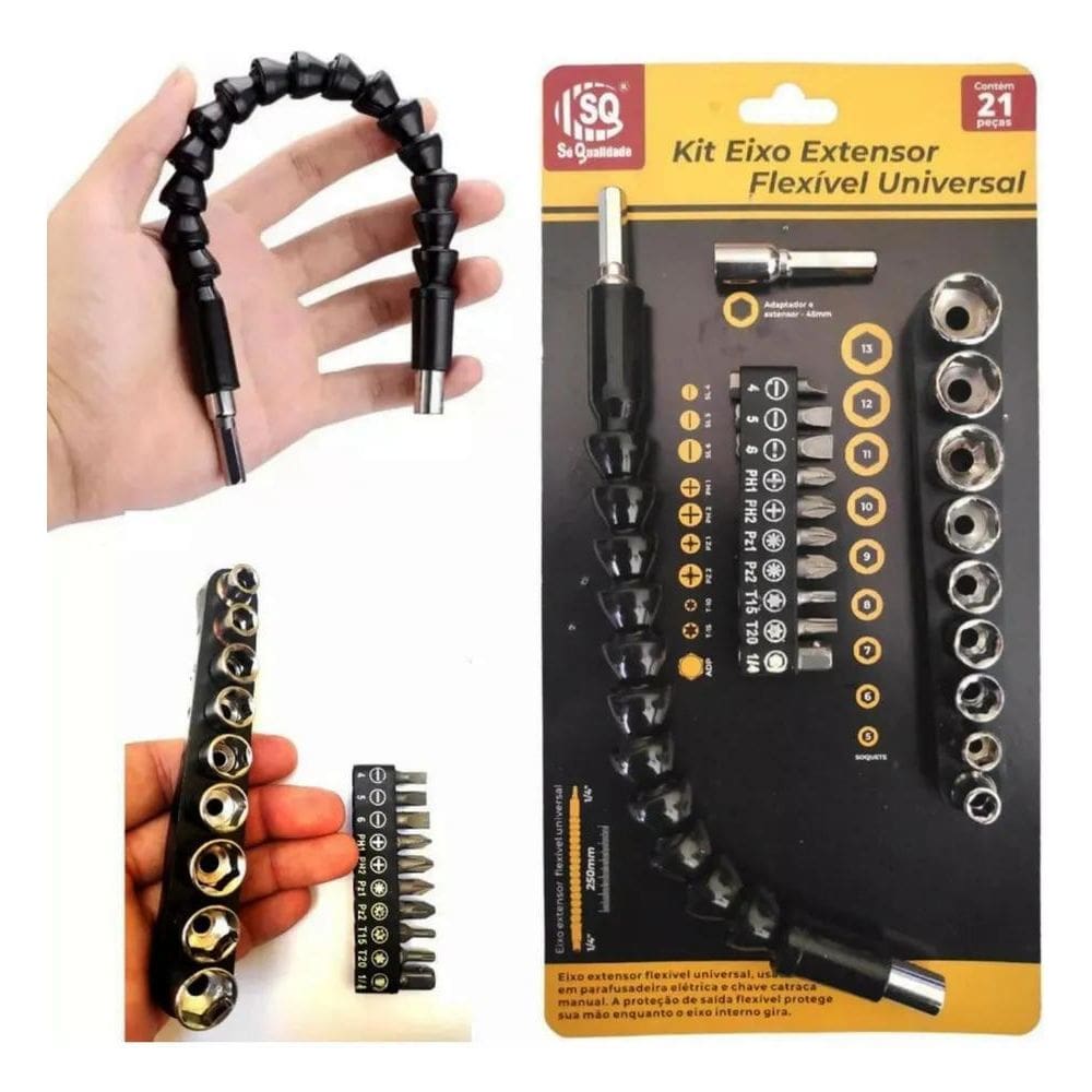 5X Kit Extensor Prolongador Flexivel Parafusadeira Universal