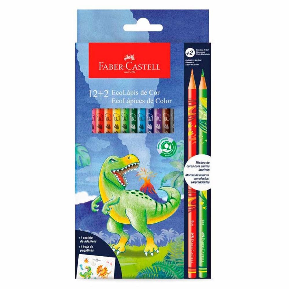Lápis de cor 12 cores +2 misturinhas Dino Faber-Castell