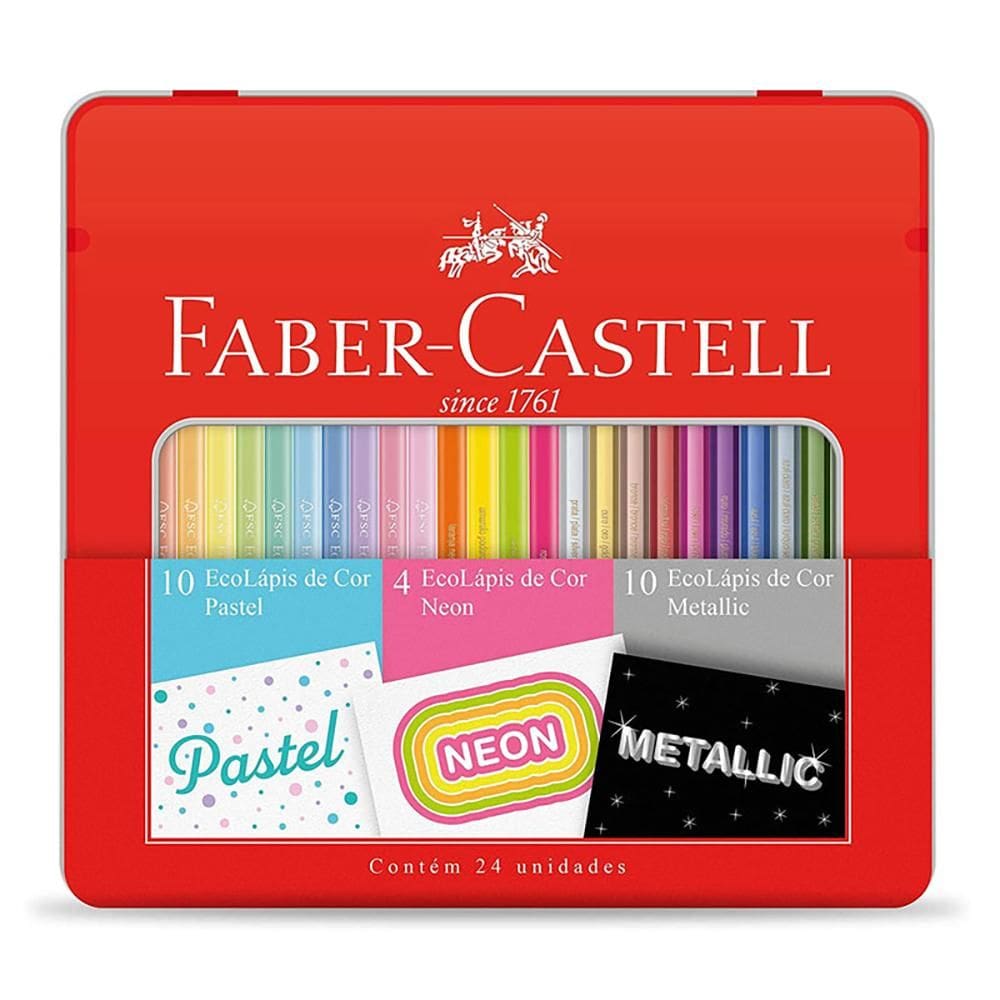 Lapis de cor 10 pastel + 4 neon + 10 metallic Faber-Castell