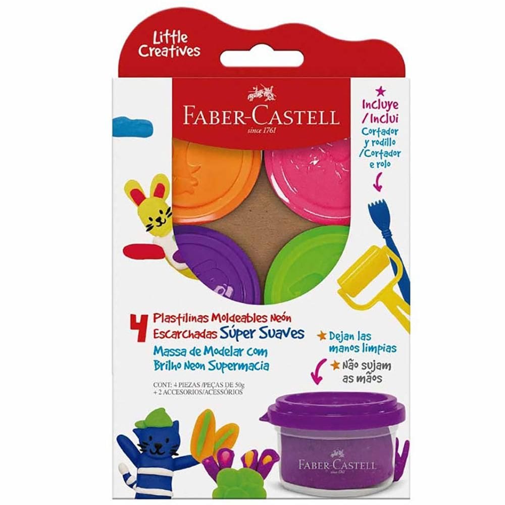 Massa de modelar Little Creatives 4 cores Faber-Castell