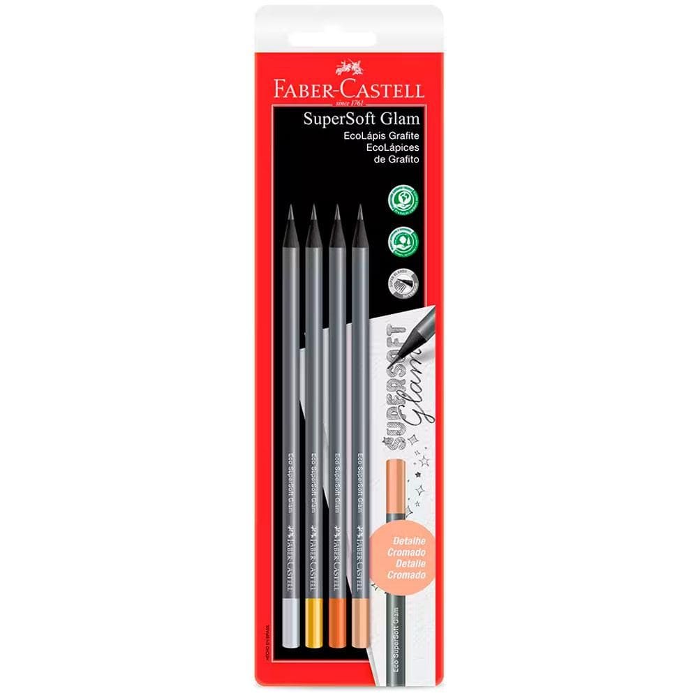Lápis preto Supersoft Glam com 4 unid Faber-Castell