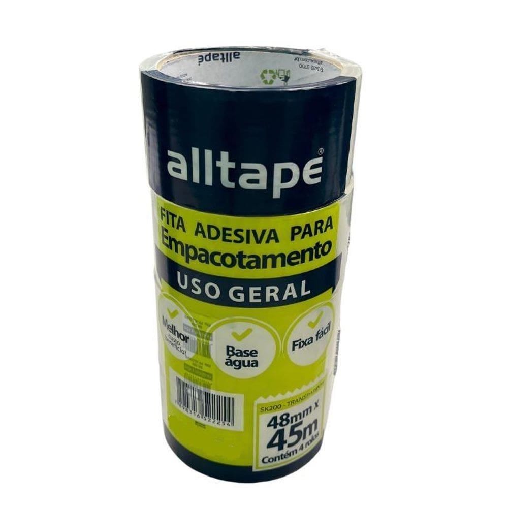 Fita para embalagem Transparente 48x45m com 4 unid - Alltape