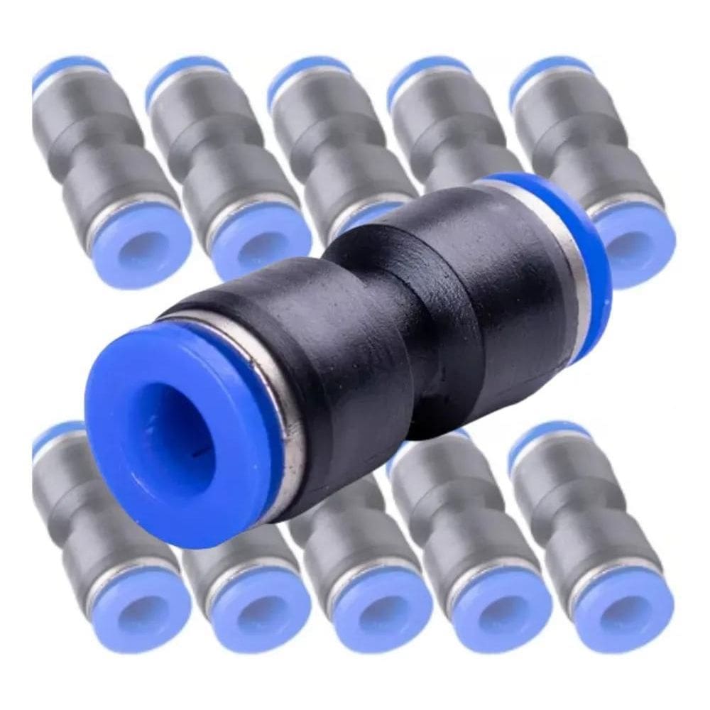 5X 10 Conexão Pneumática Reta União Emenda 6Mm Instantânea K