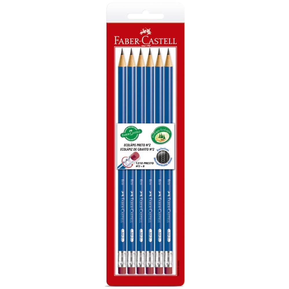 Lápis preto borracha nr 2 c/ 6 unid Faber-Castell