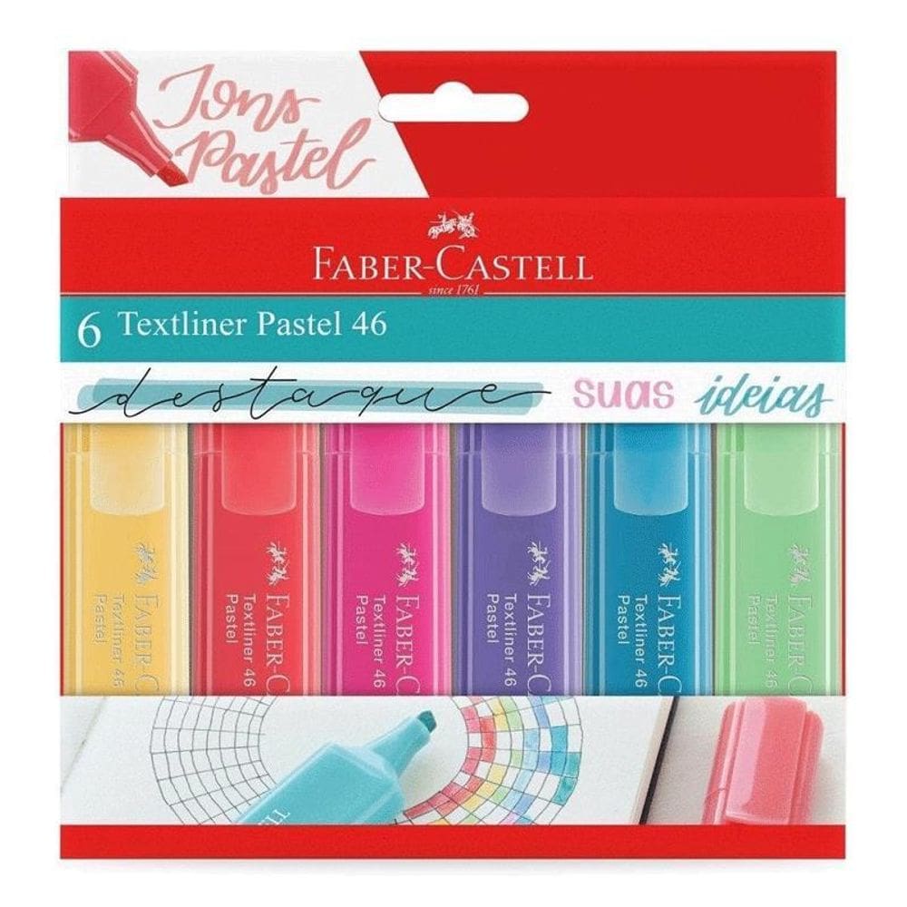 Marca Texto Textliner 46 Pastel 6 unid Faber Castell