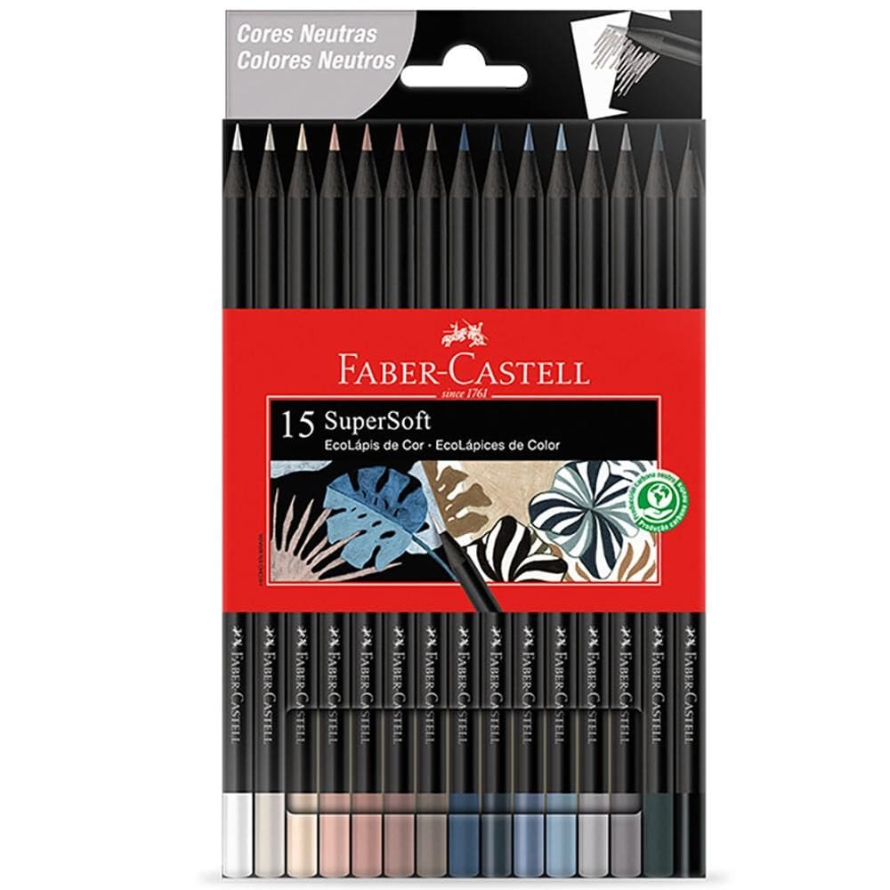 Lápis de cor SuperSoft 15 cores neutras Faber-Castell