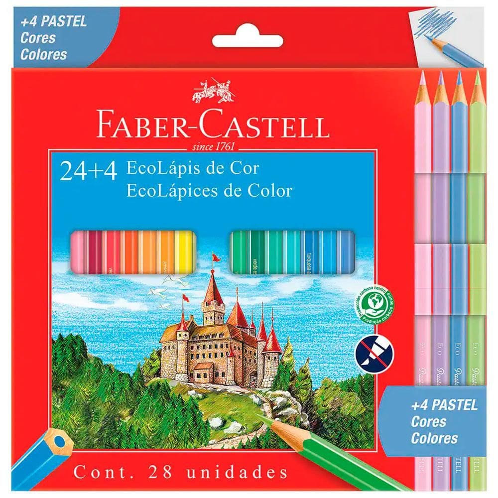 Lápis 24 cores + 4 cores pastel 120124+4P Faber-Castell