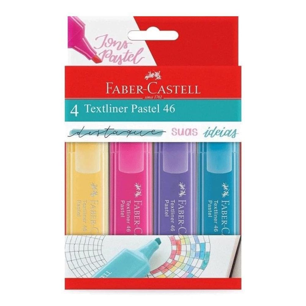 Marca Texto Textliner 46 Pastel c/ 4 unid Faber-Castell