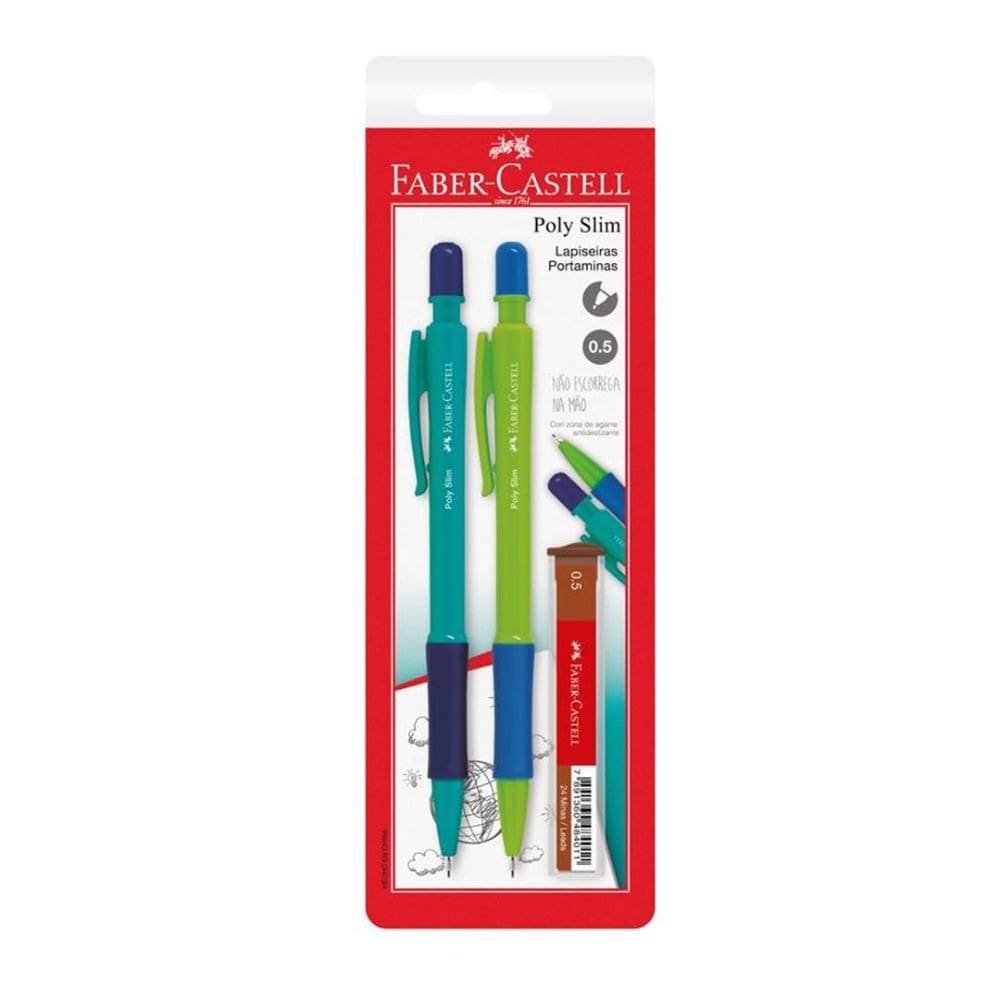 Lapiseira 0.5mm Poly Slim Azul e Verde c/ 2 un Faber-Castell