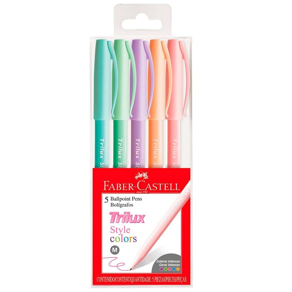 Caneta esf Trilux Style Colors Pastel c/5 unid Faber-Castell