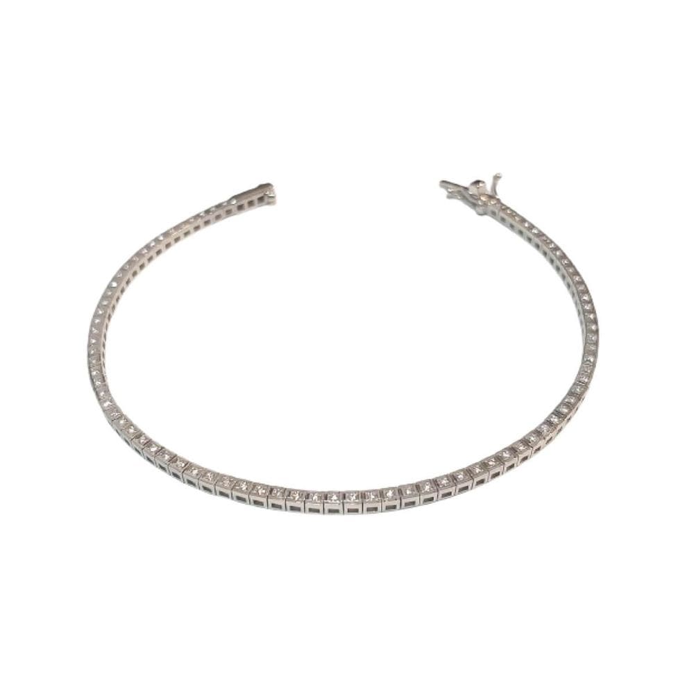 Pulseira Riviera 80 Diamantes 0.05Pts 4Cts Ouro Branco 18K