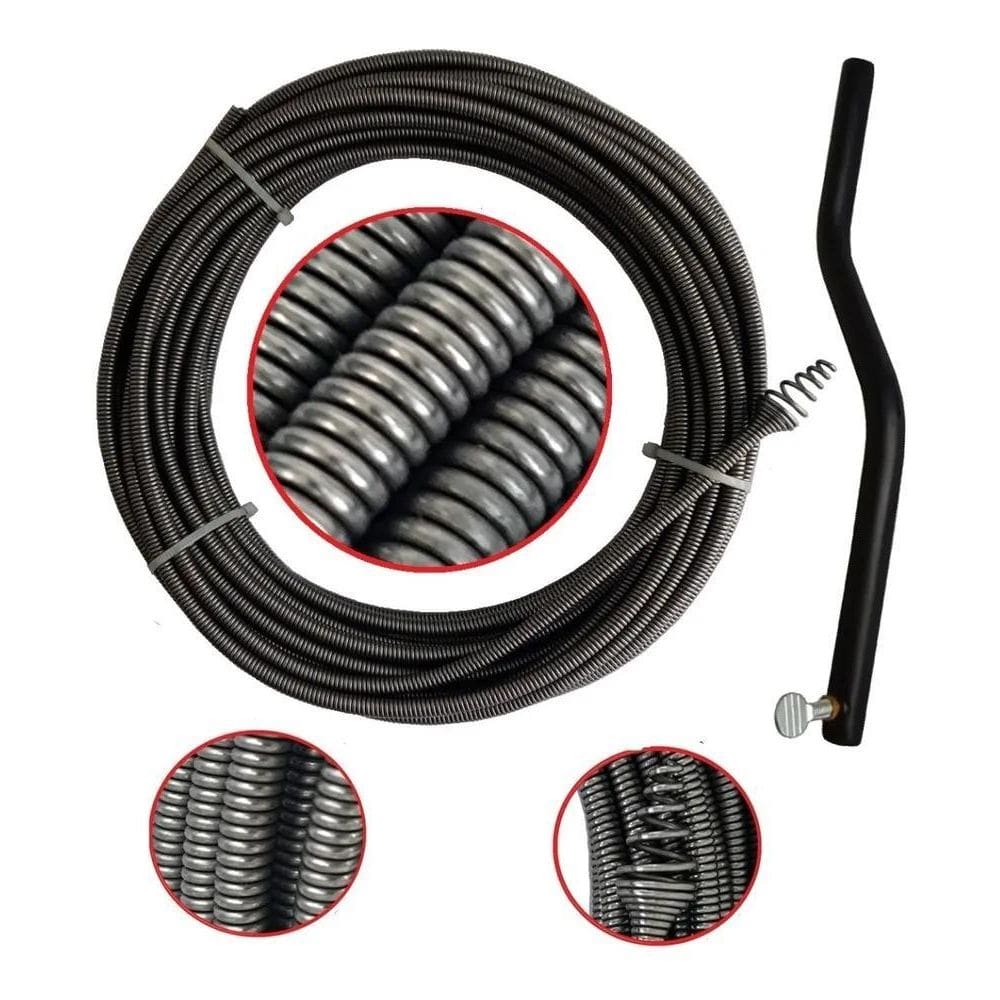 5X Desentupidor Manual De Aço Tipo Mola 15M Para Esgotos Can