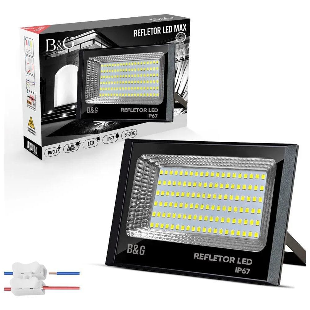 5X Refletor Microled 300W Holofote Bivolt Branco Frio 6.000K