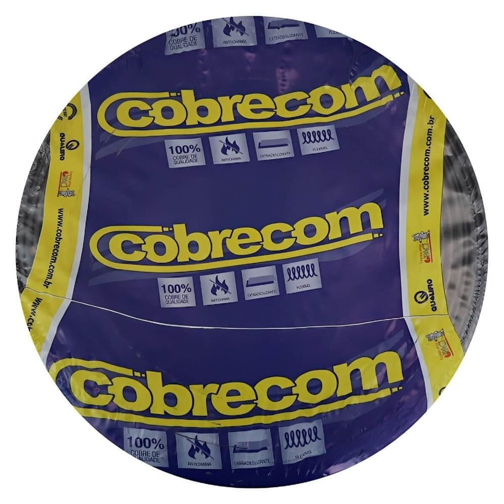 Cabo Flexicom de Cobre 16mm 750 Volts Preto com 100 Metros - 372300 - COBRECOM