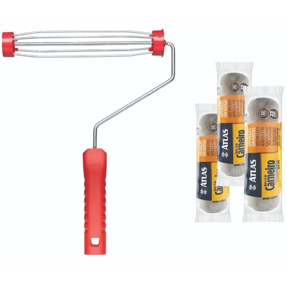 Kit de Pintura com 3 Rolos + Garfo com Bucha 400/23SR - 1228 - PINCEIS ATLAS