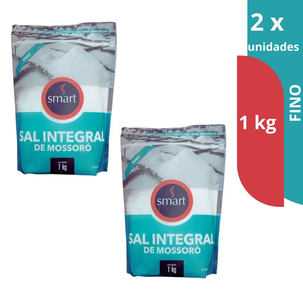 kIT 2 UNID  Pouchs Sal marinho de Mossoró Smart 1kg - FINO