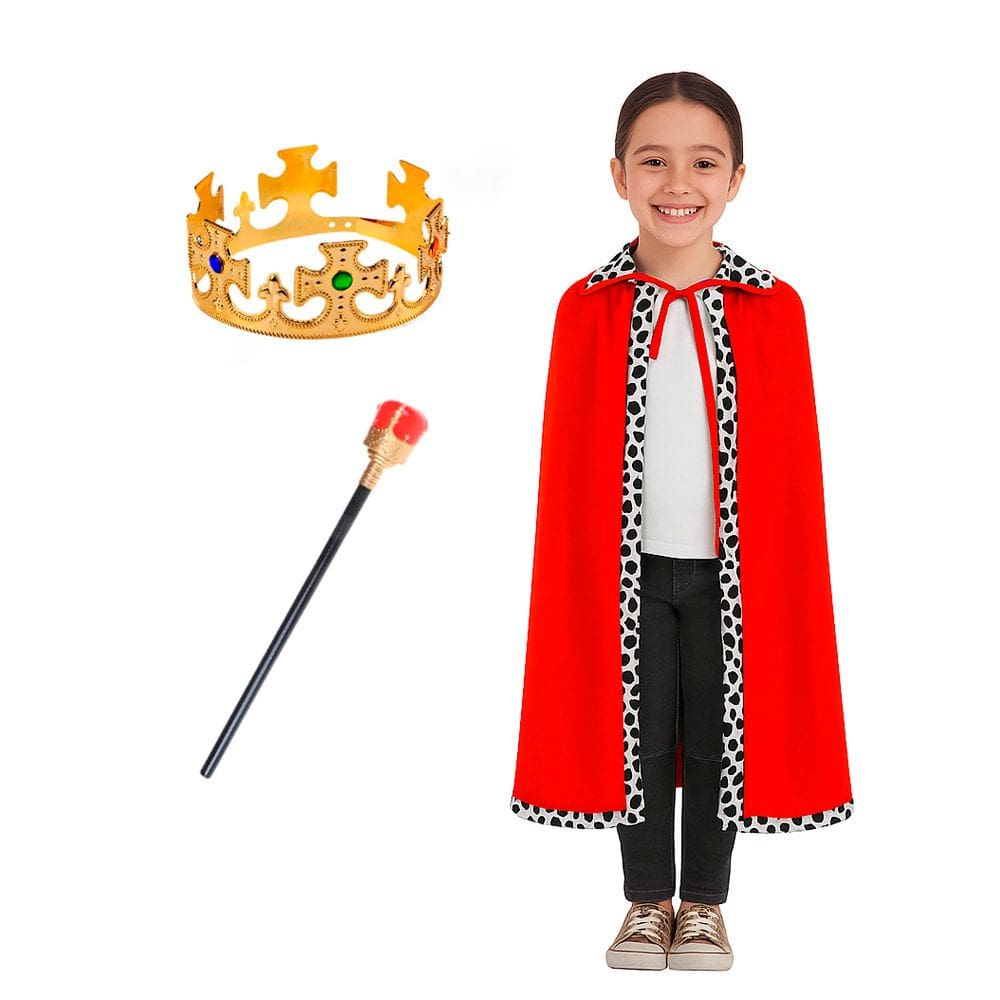 Fantasia Completa Capa de Rainha Infantil Cosplay Imperatriz Realeza Traje Manto Princesa Encantada Festa de Aniversário