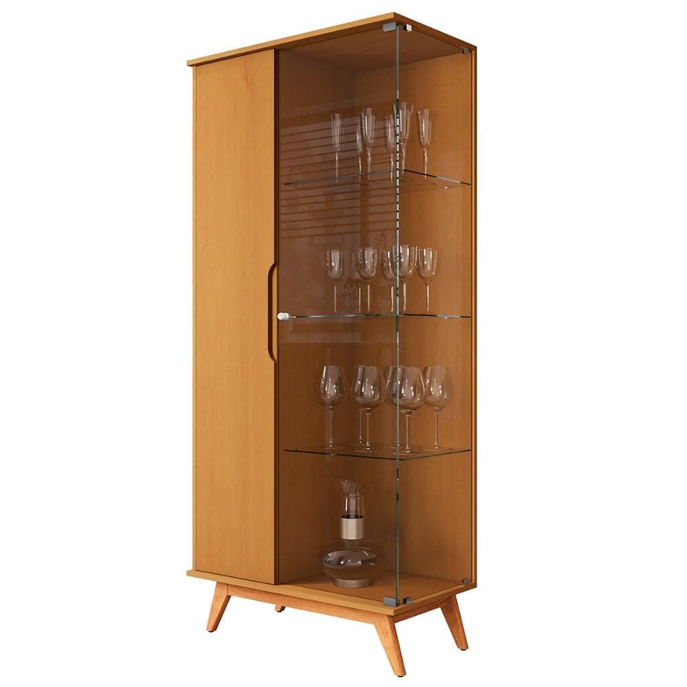 Cristaleira Tucumã 2 Portas com Pés de Madeira Maciça