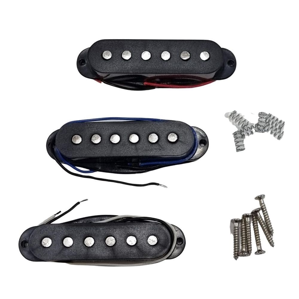Captador Guitarra Strato Cerâmico Preto Kit 3 Hook