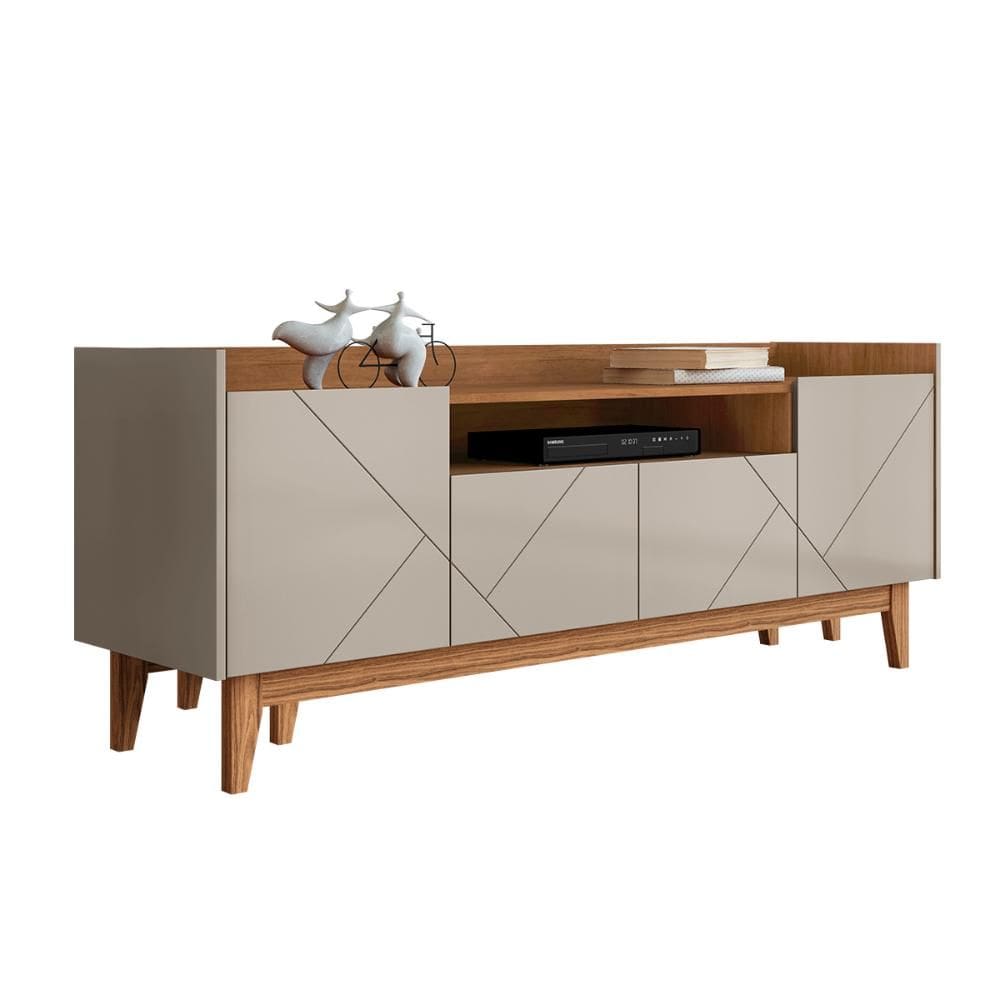 Rack Adria 180cm Sala TV até 65 Polegadas Pés Madeira Maciça