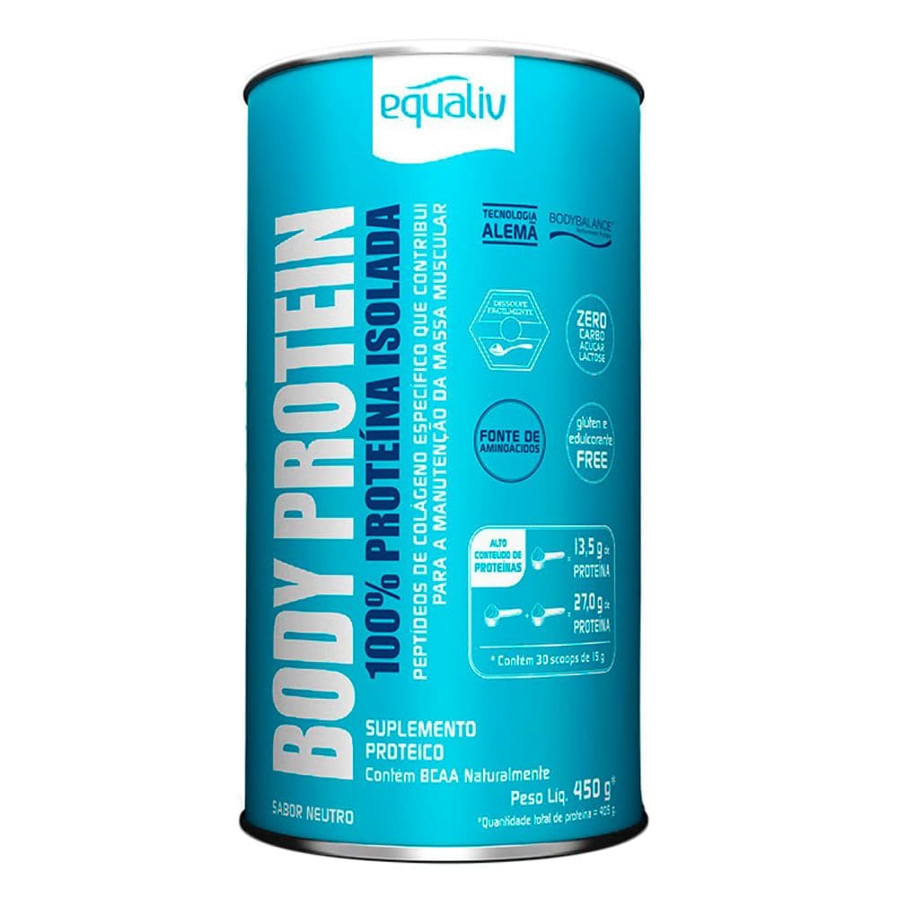 Body Protein Equaliv 100% Proteína Isolada e Hidrolisada Sabor Neutro 450g