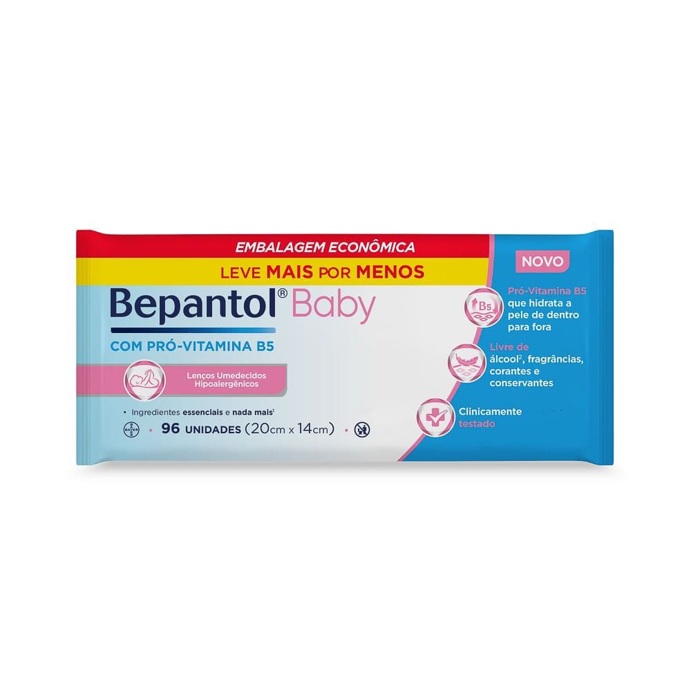 Lenço Umedecido Bepantol Baby para Bebês 96 unidades Leve Mais por Menos