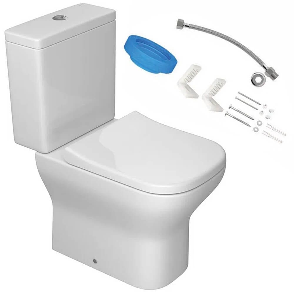 Kit Bacia com Caixa Acoplada Axis Branco + Assento, Kit de Fixação, Flexível e Anel de Vedação - KP.470.17 - DECA