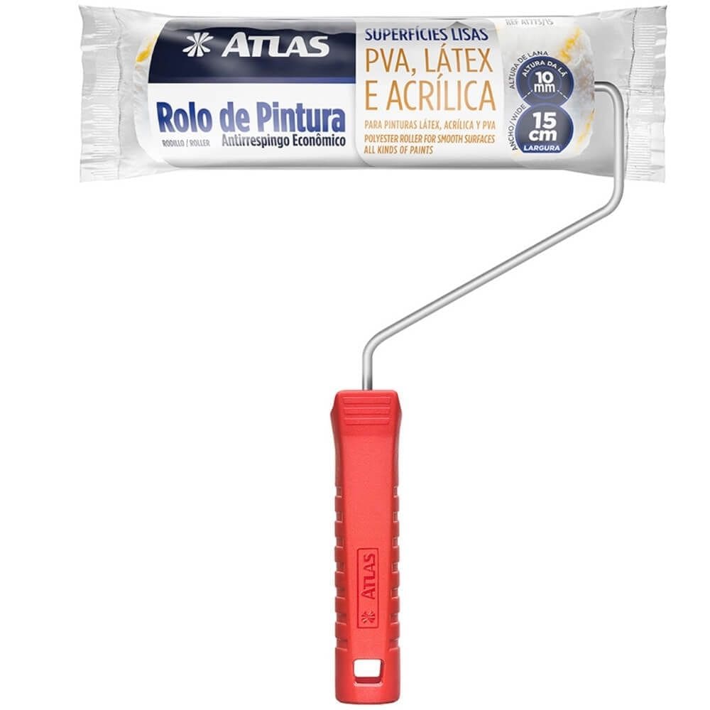 Rolo Anti Respingo 15cm Altura da Lã 10mm - AT773/15 - PINCÉIS ATLAS