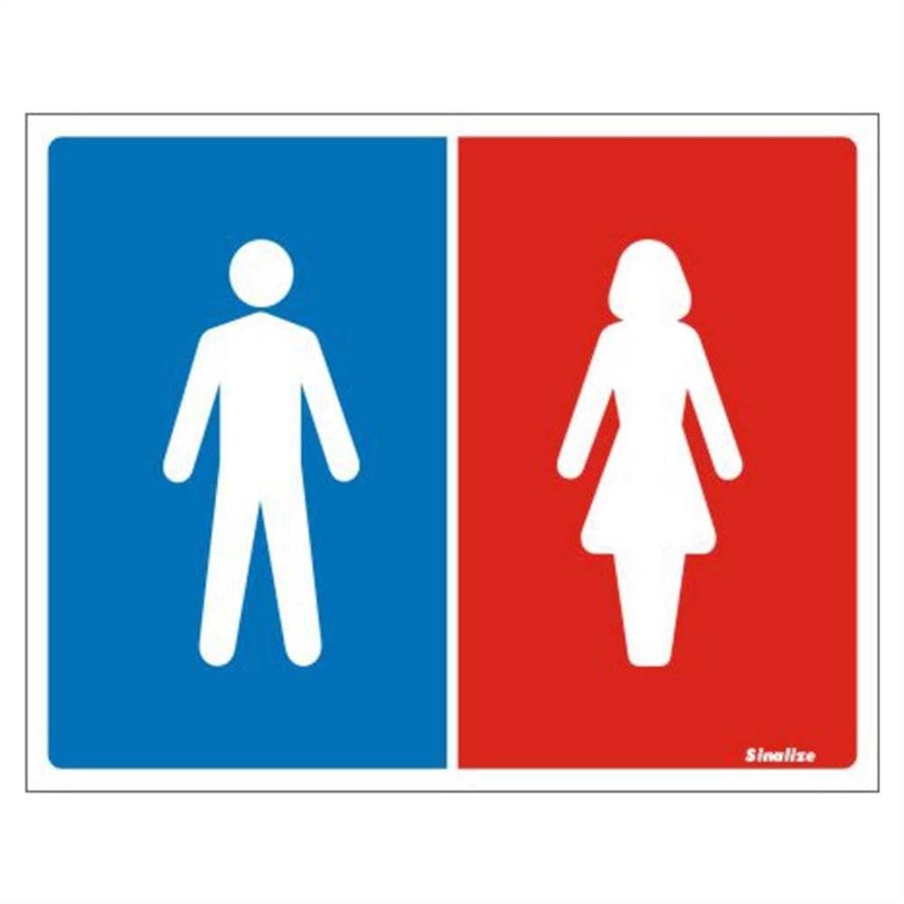Placa de Poliestireno Auto-Adesiva 20x15cm Sanitario Masculino / Feminino - 220 AS - SINALIZE