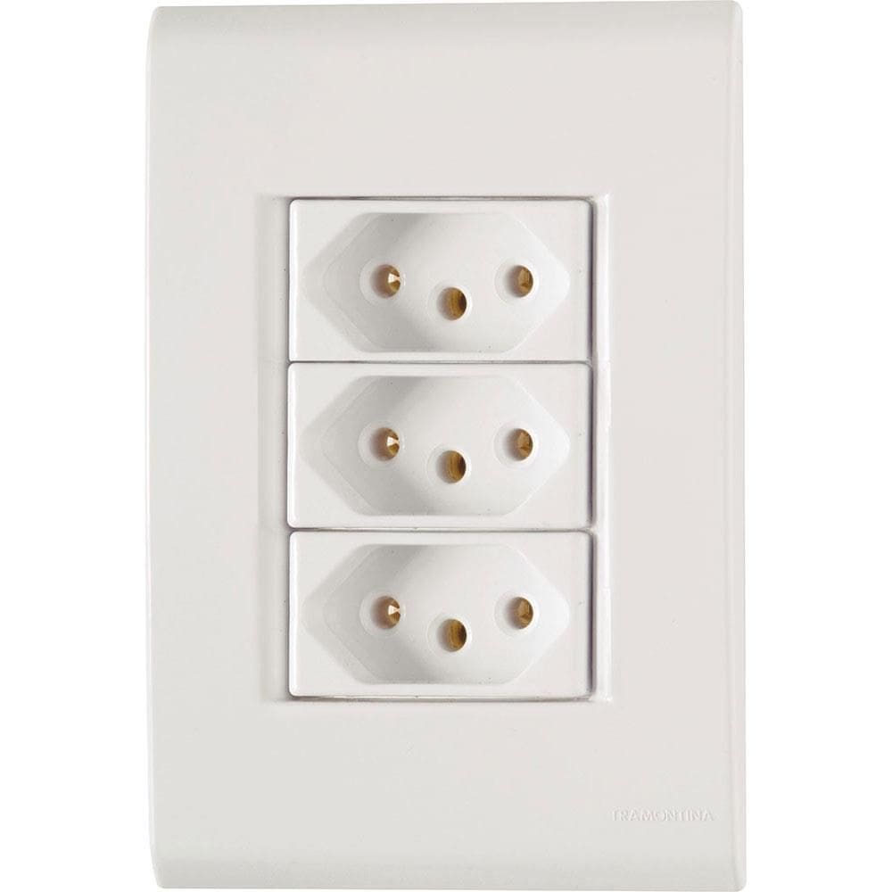 Conjunto Liz Branco 4x2 com 3 Tomadas 2P+T de 10 Ampères e 250 Volts - 57170076 - TRAMONTINA