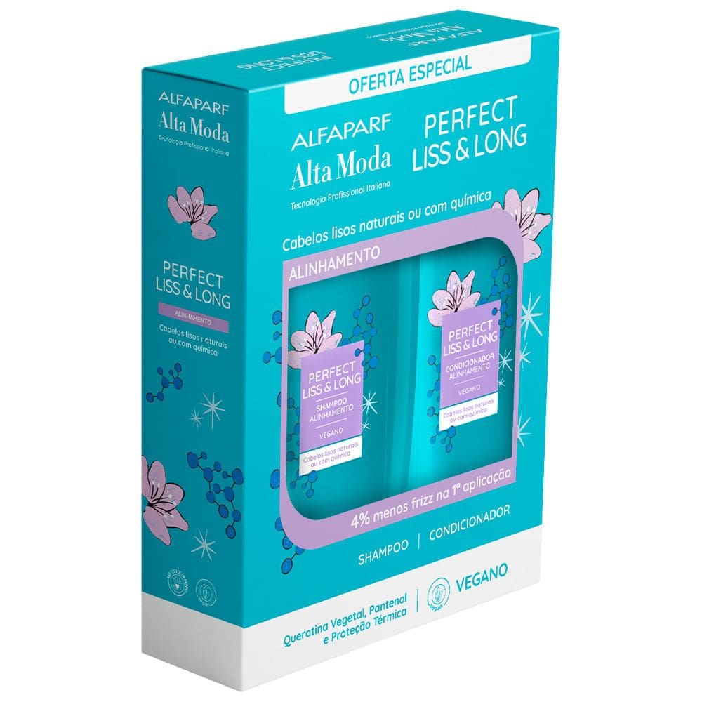 Kit Shampoo e Condicionador Alta Moda Perfect Liss & Long Vegano 300ml Cada