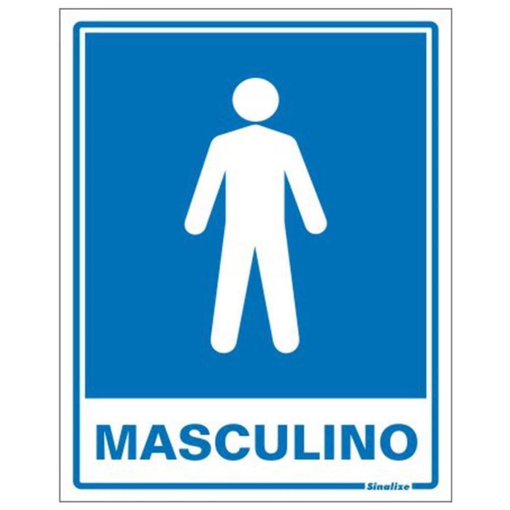 Placa de Poliestireno Auto-Adesiva 20x15cm Sanitario Masculino - 220 AD - SINALIZE