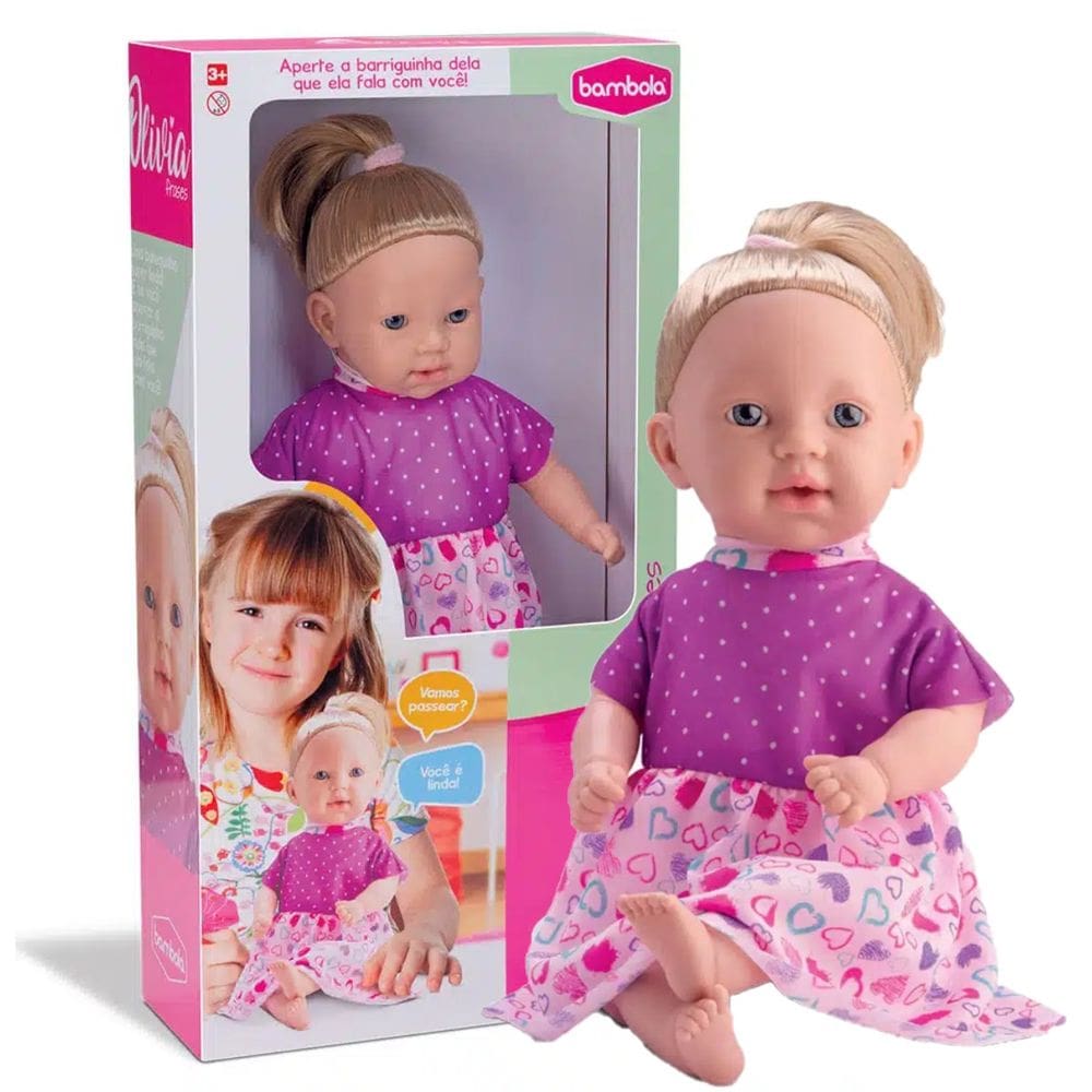 Boneca Infantil Menina Olivia Fala Varias Frases Divertidas
