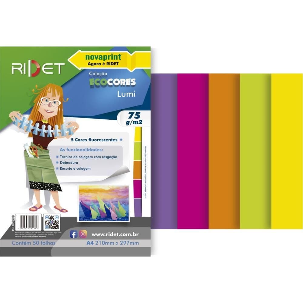 Bloco p/Educação Artística Lumi A4 5 Cores 75g 50fls - Ridet