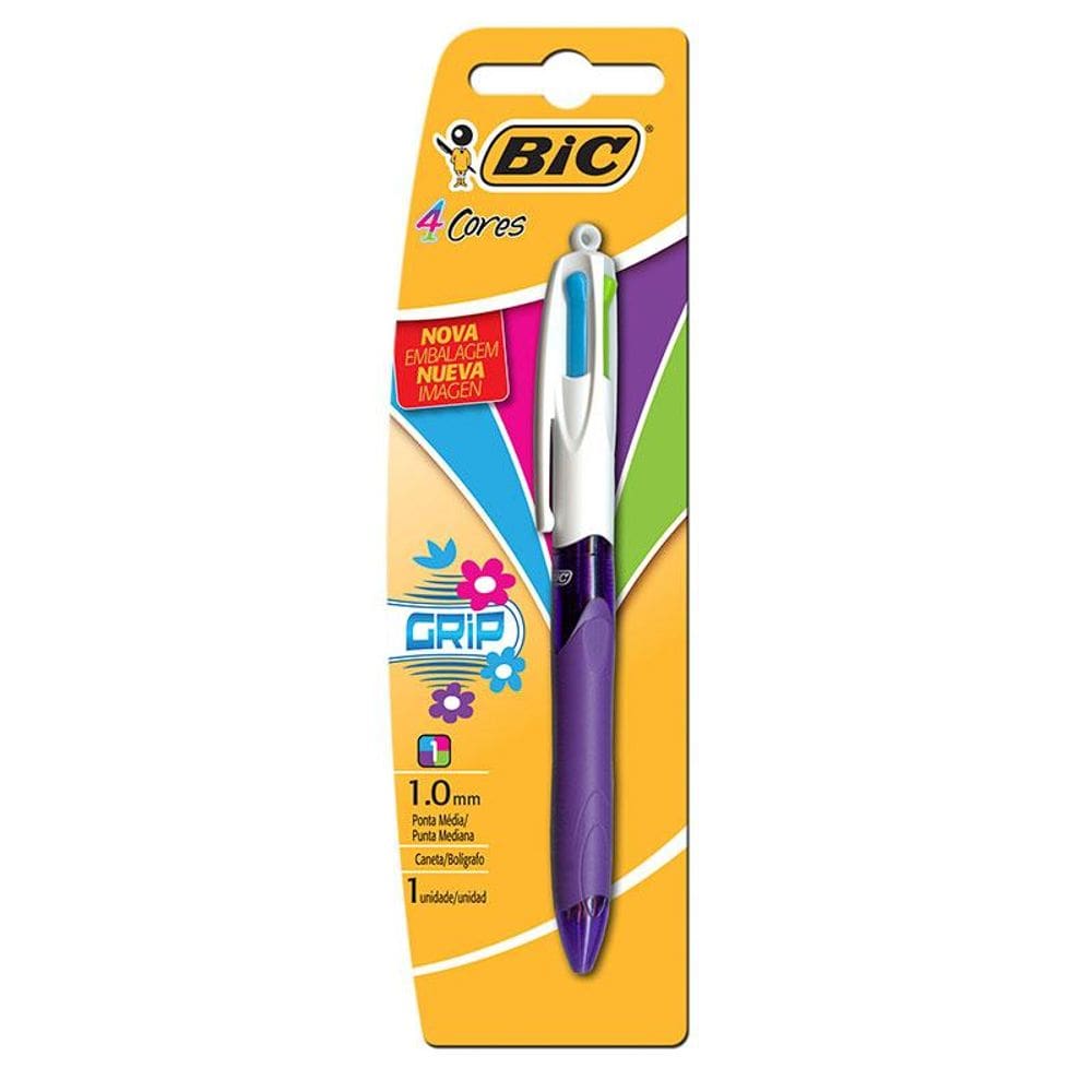 Caneta esferográfica 4 Cores Grip Fashion Bic