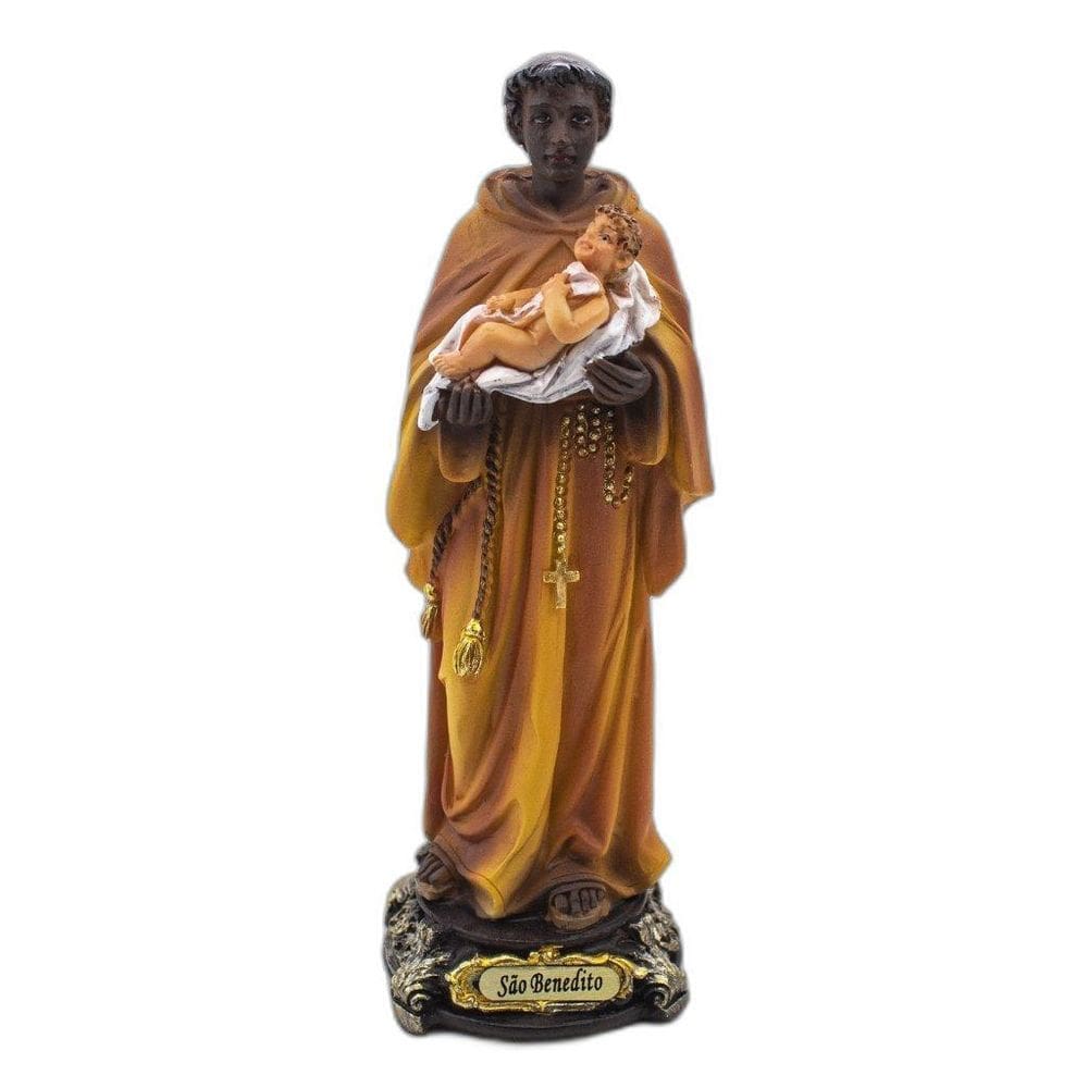 Imagem São Benedito Importado Resina 15Cm