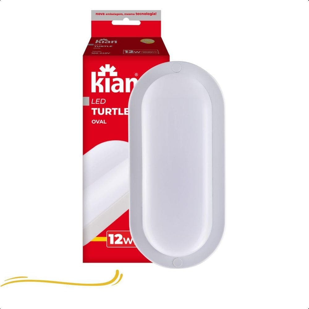 Luminária Led Tartaruga Oval Branca 12W 3000K Kian