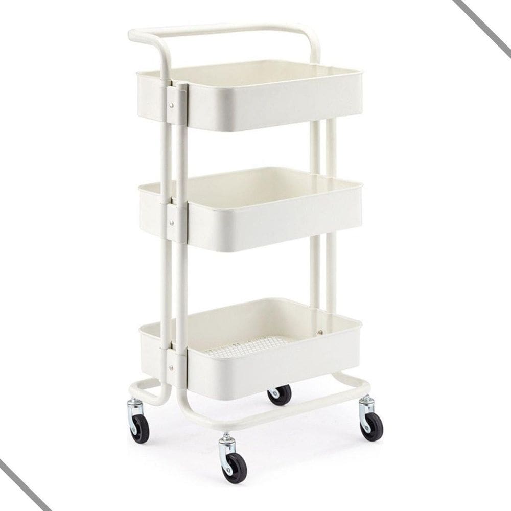 Carrinho Organizador Multiuso Com 3 Prateleiras Em Aço