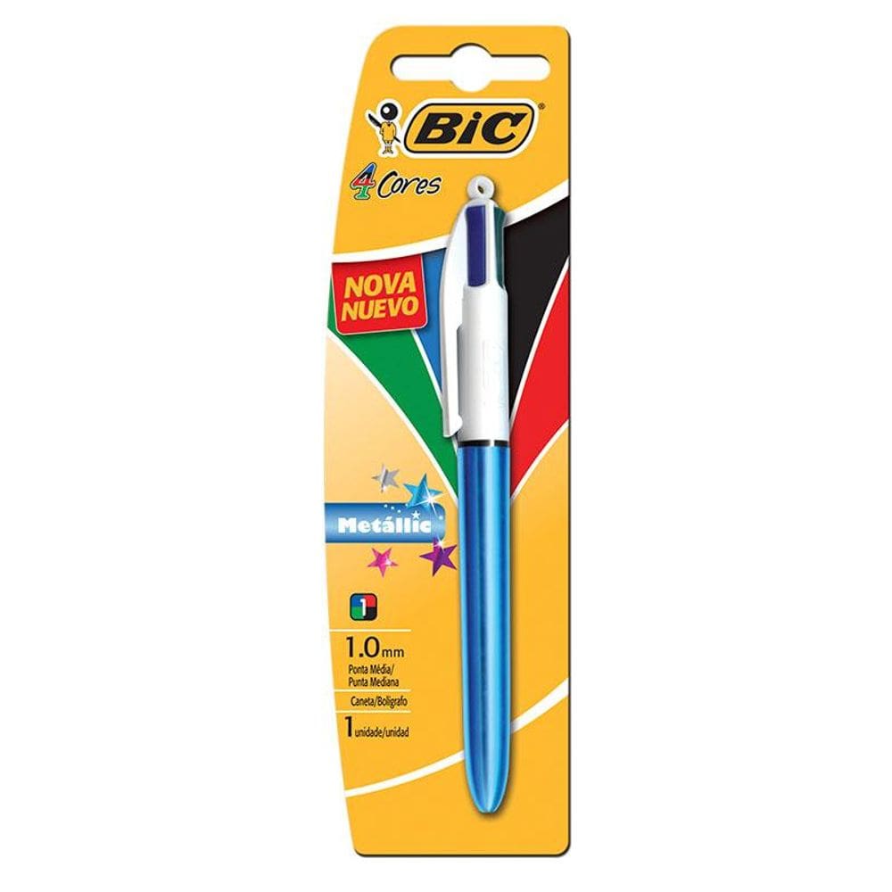 Caneta esferográfica 4 Cores Metálica Azul - Bic