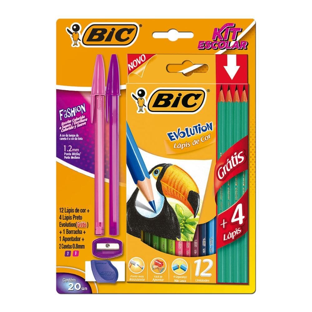 Kit escolar Fashion com 20 itens - Bic