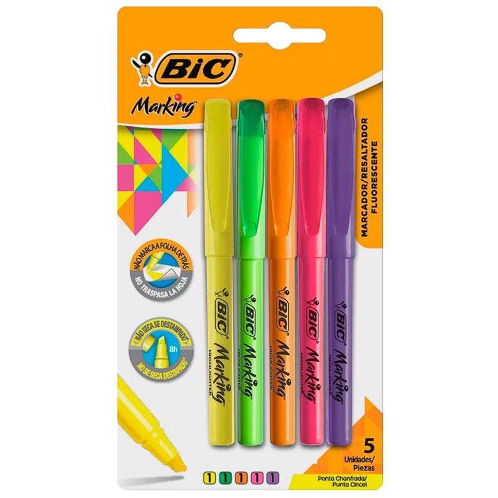 Pincel Marca Texto Marking c/ 5 cores Bic