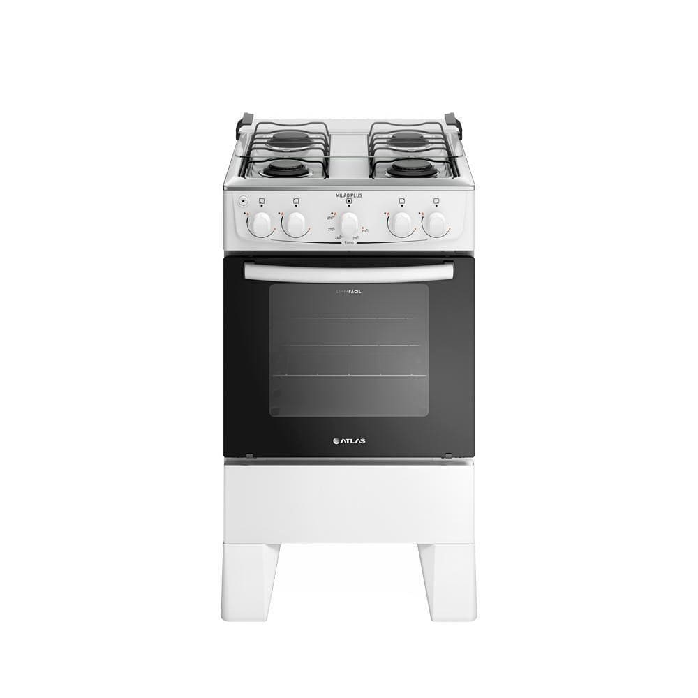 Fogão 4 Bocas Atlas Milão Branco Mesa De Inox A Gás Bivolt