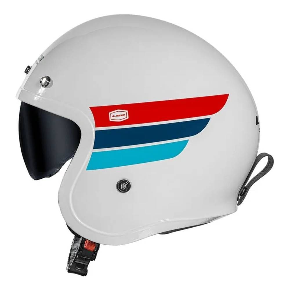 Capacete Ls2 Spitfire Of599 Retro Branco Azul e Vermelho